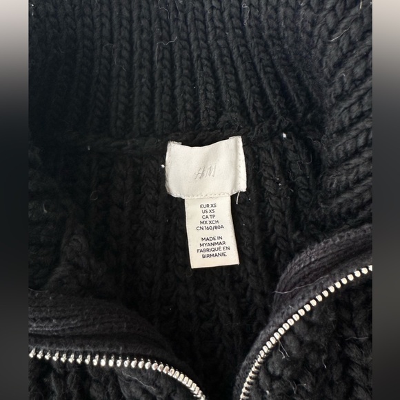 H&M Black Chunky Knit Half-Zip Sweater Size XS - Picture 3 of 11
